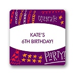 Doodles of Fun in Purple -- Kids Birthday Favor Stickers
