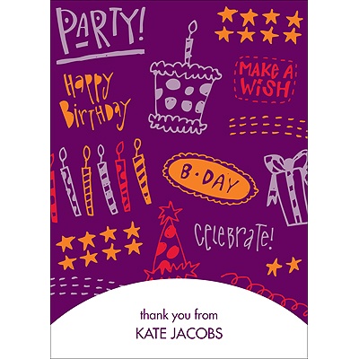 Doodles of Fun -- Purple Thank You Card