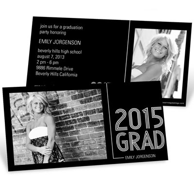 Striped Success -- Photo Graduation Invitation Horizontal