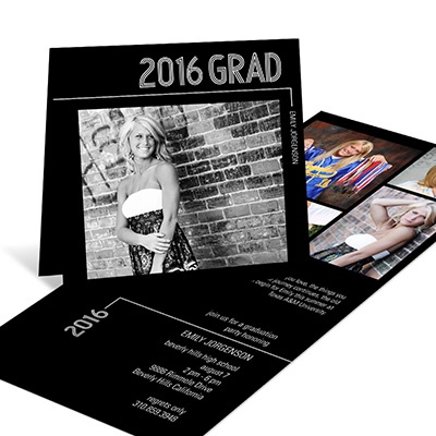 Striped Success -- Photo Graduation Invitation