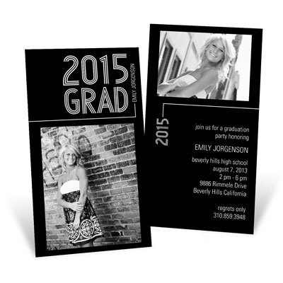Striped Success -- Photo Graduation Invitation Vertical