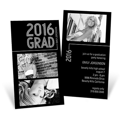 Striped Success -- Photo Graduation Invitation Vertical