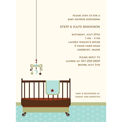 Lullaby Baby in Aqua -- Baby Shower Invitations