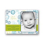Cute as a button -- Green Photo Birth Announcement