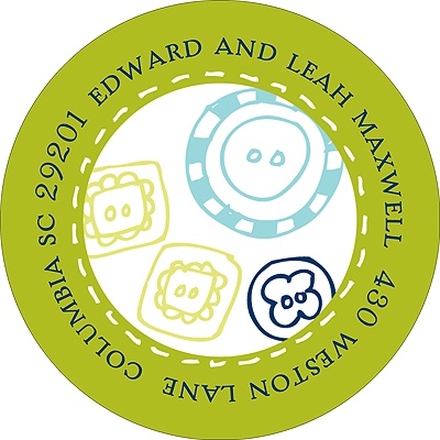 Cute as a Button -- Green Address Label