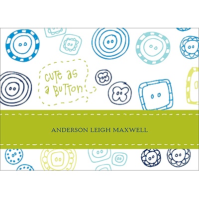 Cute as a Button -- Green Thank You Card