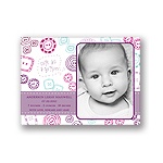 Cute as a button -- Purple Photo Birth Announcement