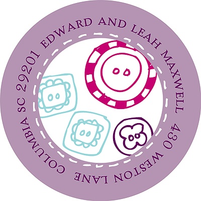 Cute as a Button -- Purple Address Label