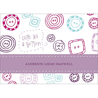 Cute as a Button -- Purple Thank You Card