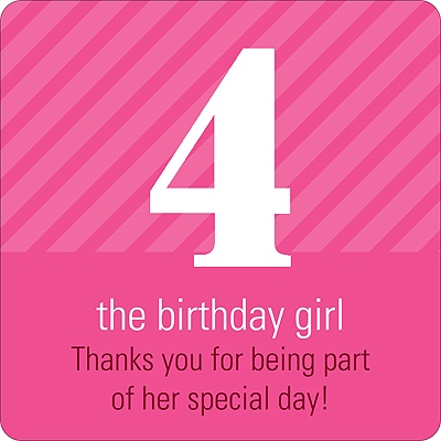 Big Numbers for Girls -- Kids Birthday Favor Stickers