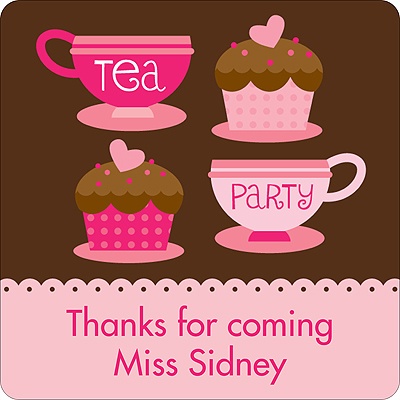 Tea Time -- Kids Birthday Favor Stickers
