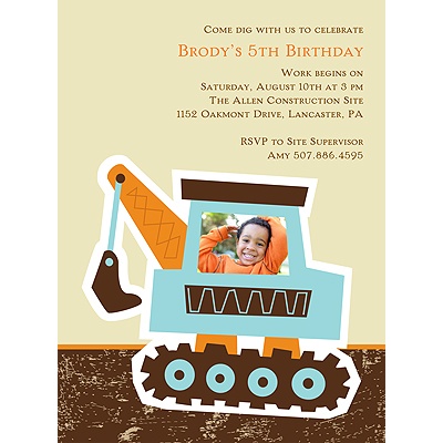Big Dig -- Kid's Birthday Party Invitation