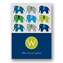 Elephant Line Up -- Blue Thank You Card