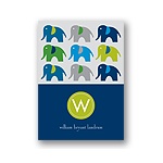 Elephant Line Up -- Blue Thank You Card