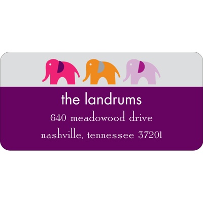 Elephant Line Up -- Pink Address Label
