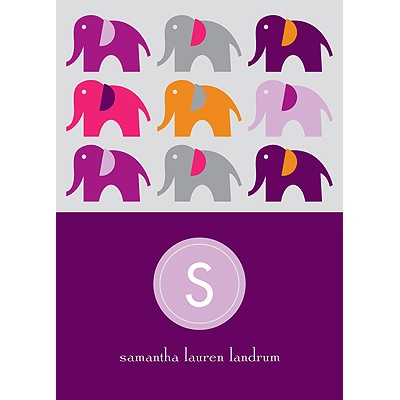 Elephant Line Up -- Pink Thank You Card