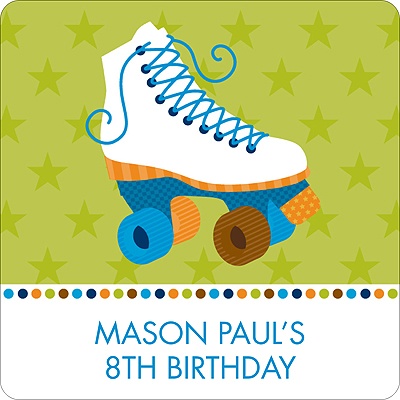 Let's Roll in Blue! -- Kids Birthday Favor Stickers