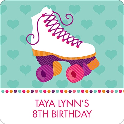 Let's Roll in Pink! -- Kids Birthday Favor Stickers