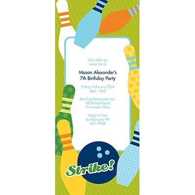 All Strikes -- Blue Birthday Invitation