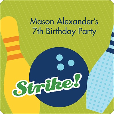 All Strikes in Blue -- Kids Birthday Favor Stickers