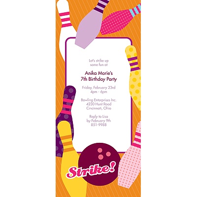 All Strikes -- Pink Birthday Invitation