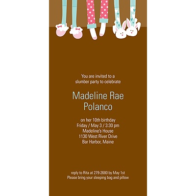 Slippers and Slumber Parties -- Birthday Invitation