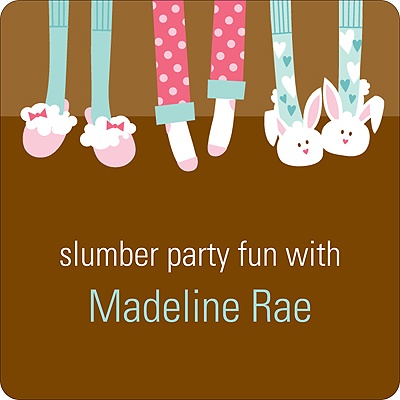 Slippers and Slumber Parties -- Kids Birthday Favor Stickers