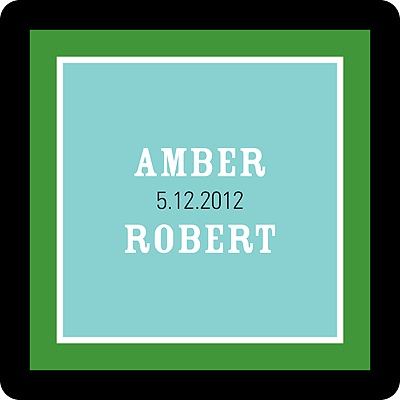 Contemporary Frames in Green -- Wedding Favor Stickers