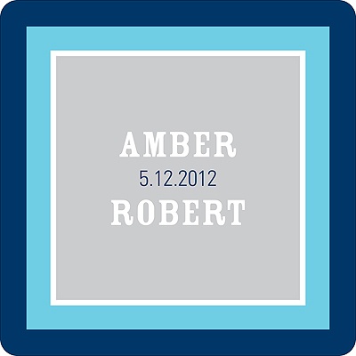Contemporary Frames in Blue -- Wedding Favor Stickers