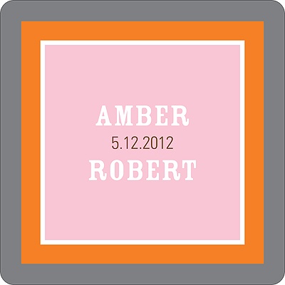 Contemporary Frames in Pink -- Wedding Favor Stickers