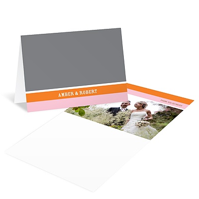 Contemporary Frames in Pink -- Wedding Photo Thank You Card