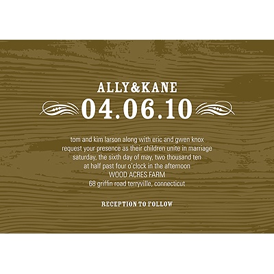 Engraved Memories -- Brown Wood Grain Wedding Invitation