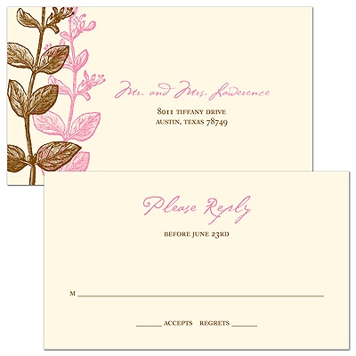 Subtle Vines -- Wedding Response Postcard