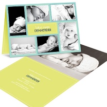 Newborn Collage -- Aqua Photo Birth Announcement