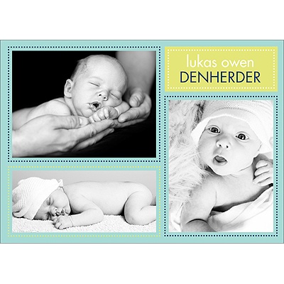 Newborn Collage -- Aqua Baby Thank You Card