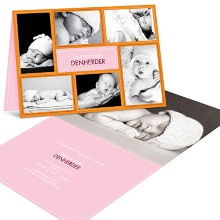 Newborn Collage -- Pink Photo Birth Announcement
