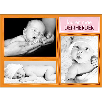 Newborn Collage -- Pink Baby Thank You Card