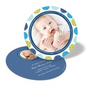 Round & Round We Go! in Blue -- Photo Birth Announcement