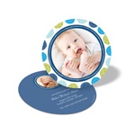 Round & Round We Go! in Blue -- Photo Birth Announcement