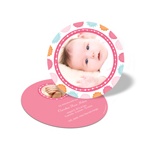 Round & Round We Go! in Pink -- Photo Birth Announcement