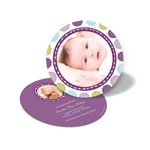 Round & Round We Go! in Purple -- Photo Birth Announcement