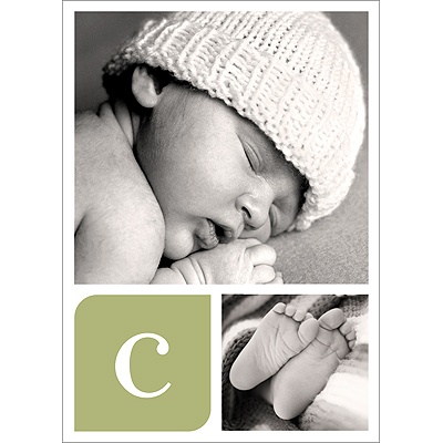 THE GOLDEN TICKET -- BOY PHOTO BIRTH ANNOUNCEMENT, 2in. x 4in. Folded Holiday Card