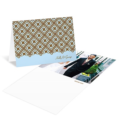 Exquisite Pattern -- Blue Photo Thank You Card