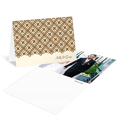 Exquisite Pattern -- Ecru Photo Thank You Card