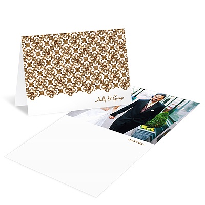 Exquisite Pattern -- White Photo Thank You Card