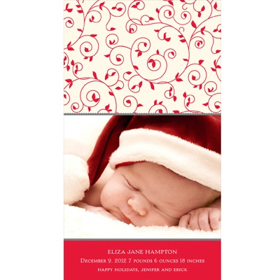 Leafy Swirls -- Christmas Birth Announcements