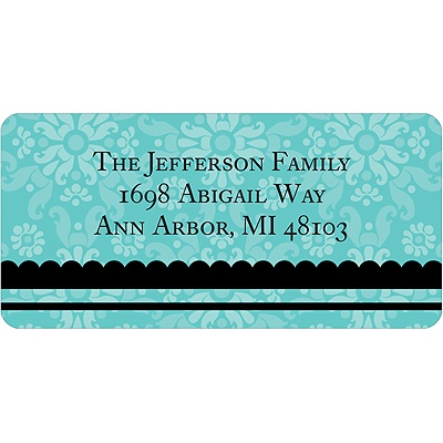 Floral Array -- Aqua Address Label
