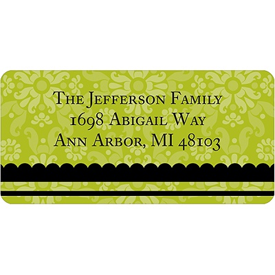 Floral Array -- Green Address Label