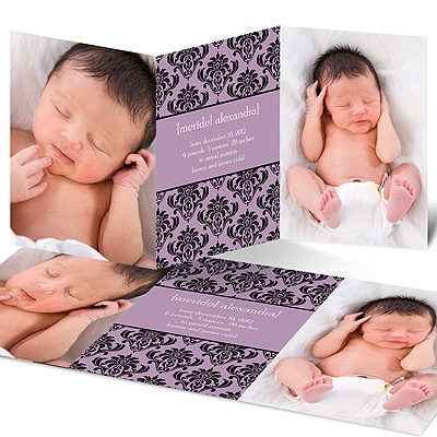 Damask Vision -- Modern  Birth Announcement