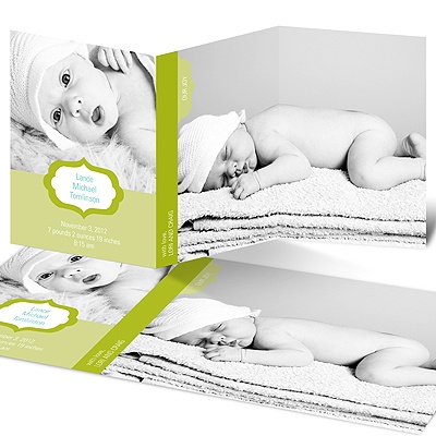 Joyful News in Green -- Photo Birth Announcement